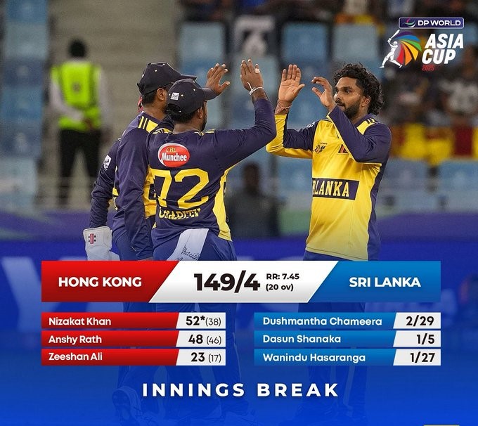 SLK vs HKG Asia Cup 2025: निजाकत खान की धमाकेदार फिफ्टी, हांगकांग ने श्रीलंका को दिया 150 रनों का लक्ष्य